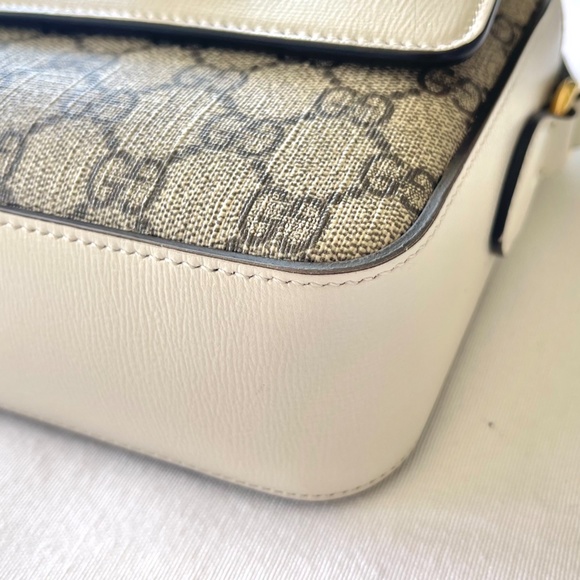 GUCCI HORSEBIT 1955 SMALL SHOULDER BAG - Beige & Ebony GG Supreme - Picture 13 of 13